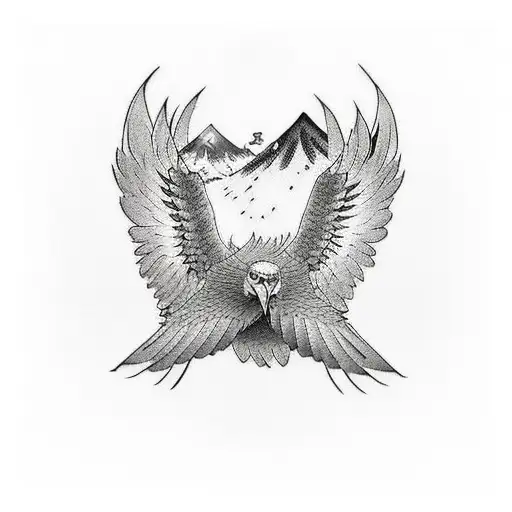 Flying Eagle Through The Mountains