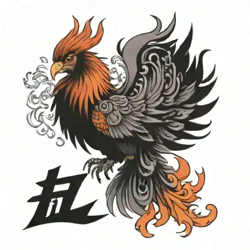 Phoenix Rising From Flames Chest Piece
