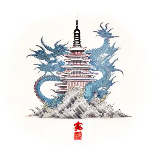 Empire Tower With Dragon