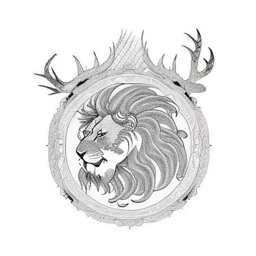 Lion And Deer Ying Yang Style