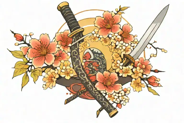 Katana With Sakura Flowers