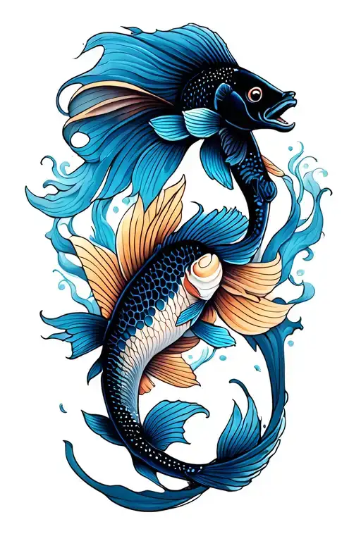 Ornamental Pisces Fish Swimming Alongside