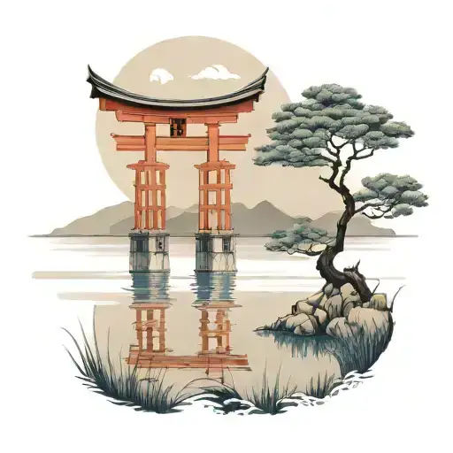 Torii And Lake