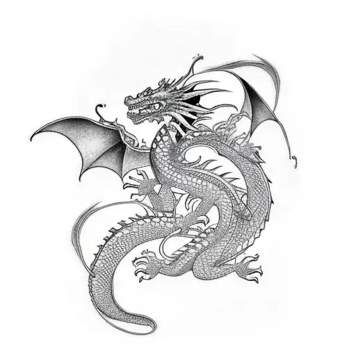 Dragon Around A Tower