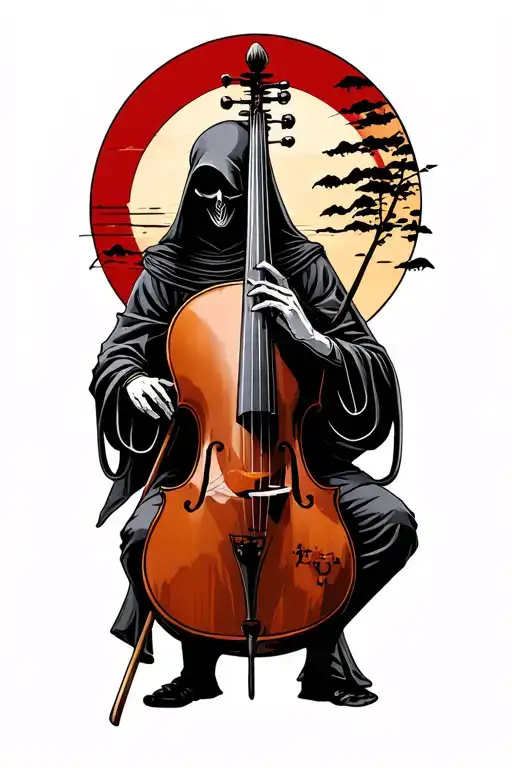 Grim Reaper Playing Cello Stands