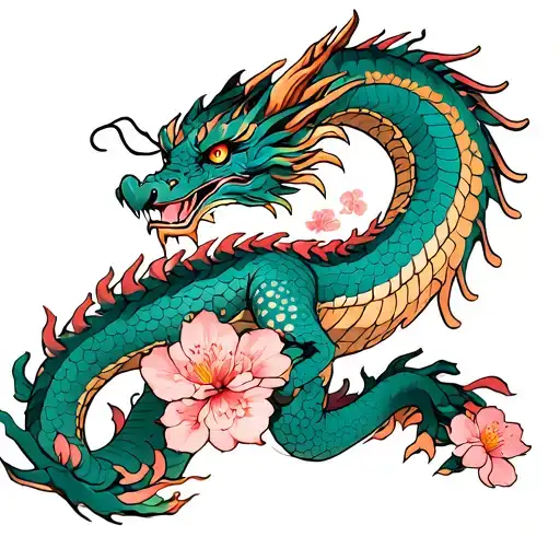 Dragon With Peach Blossom