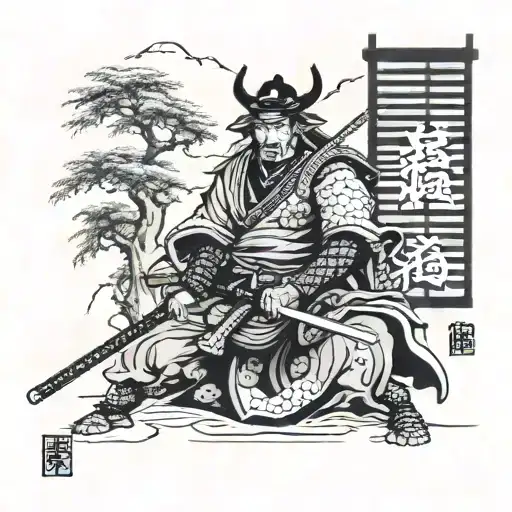 Samurai In Calm But Ready To Fight