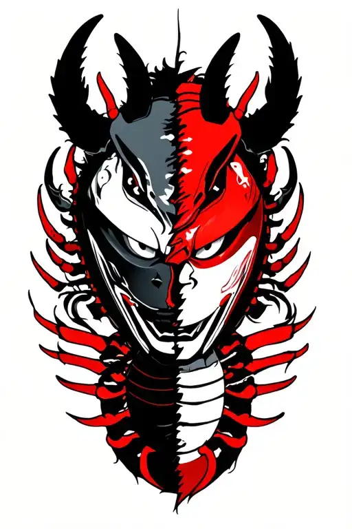 Scorpio Head With Anbu Mask Split In Half
