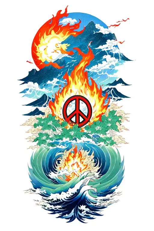 Peace And Lightining Storm And Fire And Nature