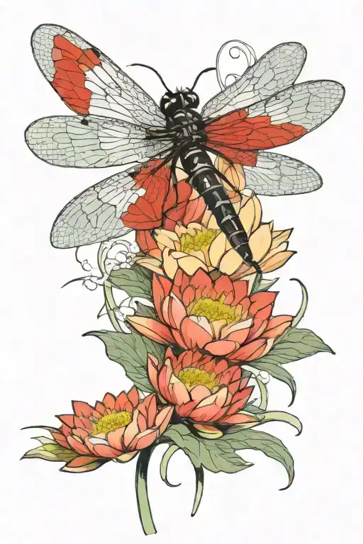 Dragonfly Perched On A Water Lily