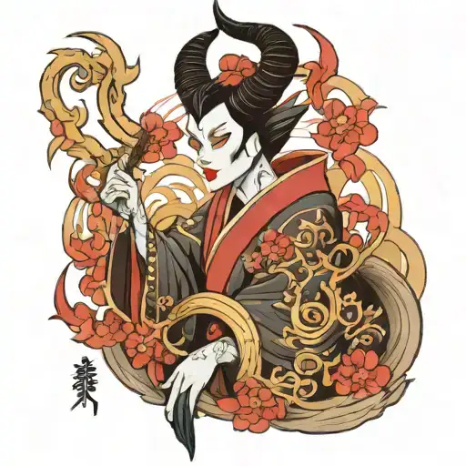 Maleficent As A Japanese Traditional Demon