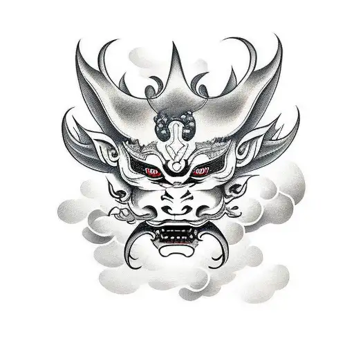 Hannya Mask With Clouds In Background
