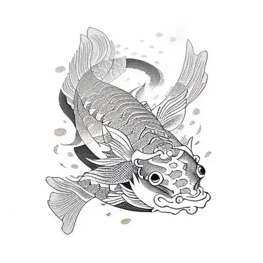 Koi Fish With Pagoda