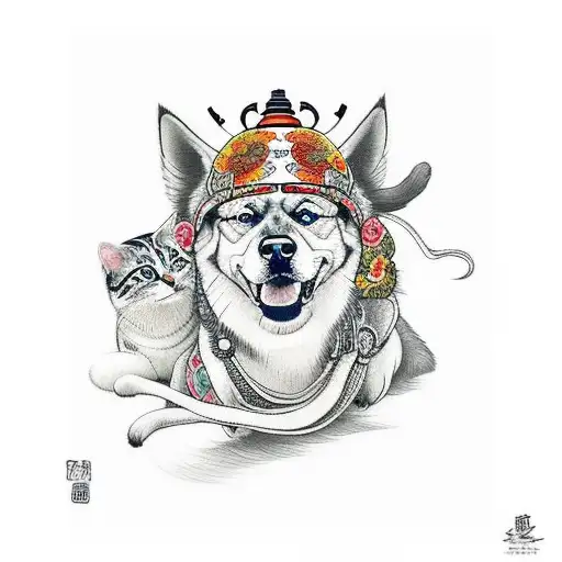 Bohemian Dog And Siames Cat