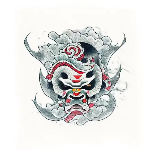 Black Japanese Waves Engulf A Bloody Samurai