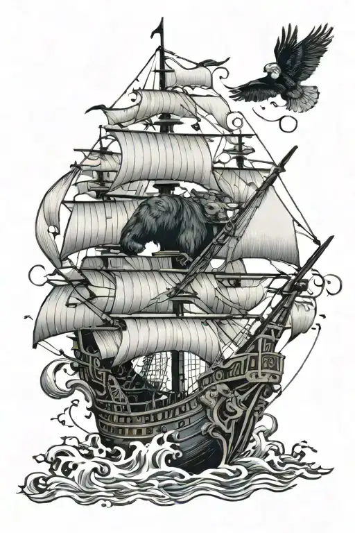 Bear Raven Ocean Pirate Ship