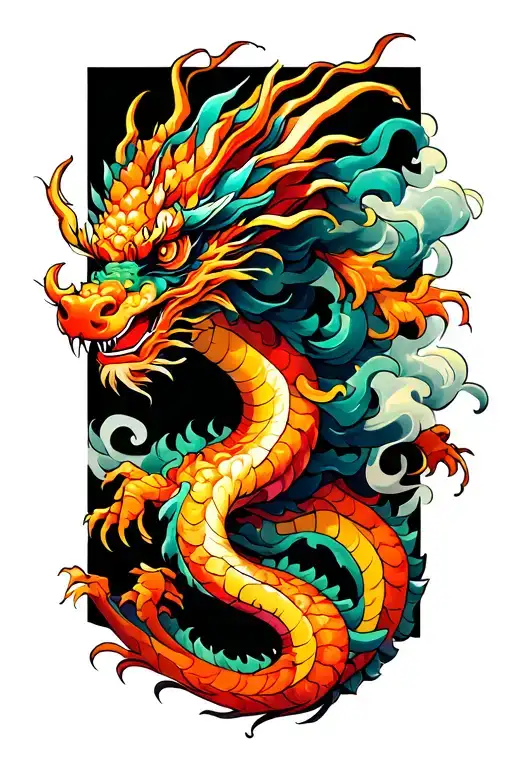 Vertical Dragon With Light Smoke For The Arm