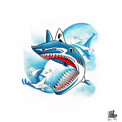 Shark In The Blue Ocean