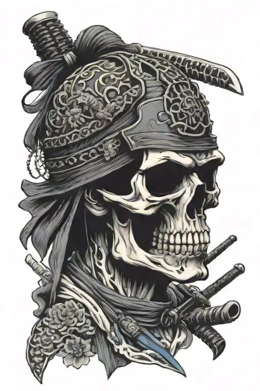 Skull Samurai Stand Man Looking All Body