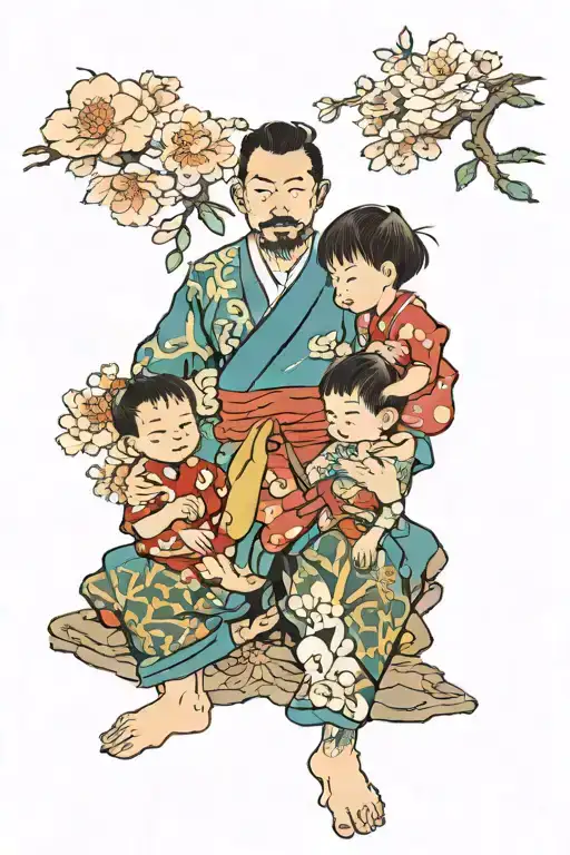 Dad And Three Children