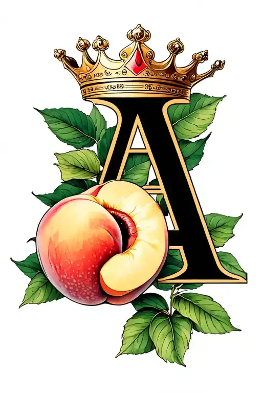 Peach With A Crown And A Letter A
