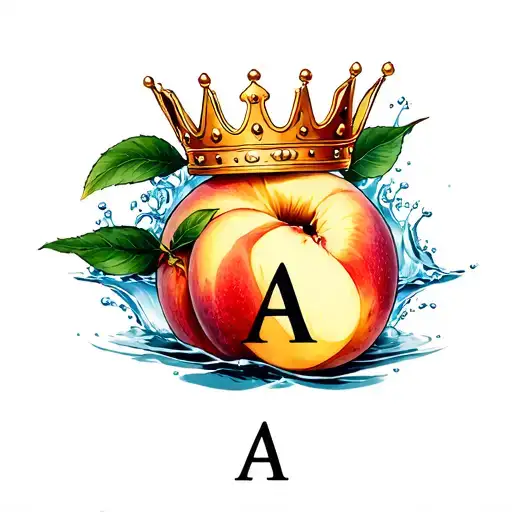 Peach Wearing A Crown And A Letter A Waterstyle