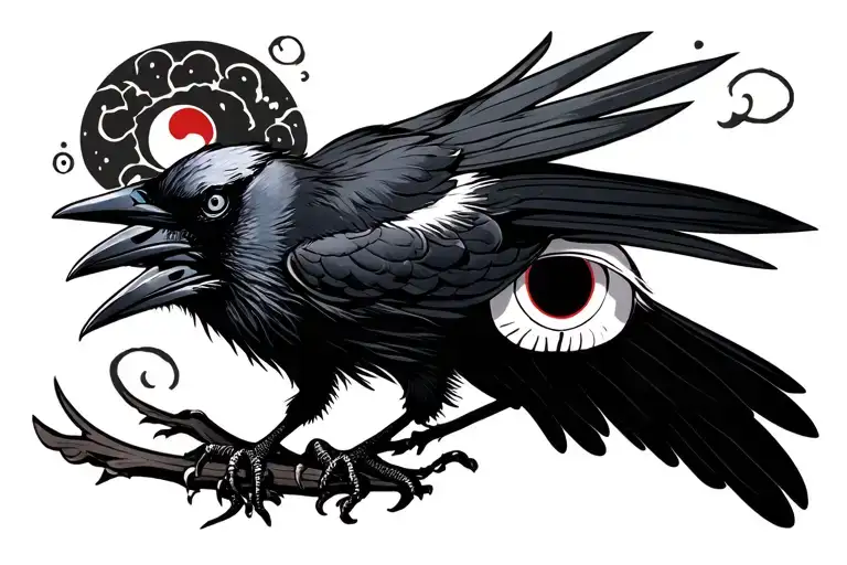 Raven In Itachie Style With A Well Detailed Sharingan Eye