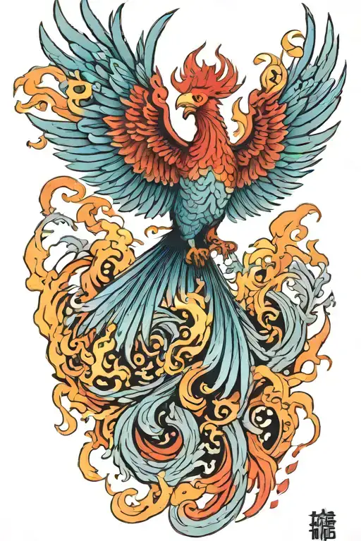Color Phoenix Rising From The Ashes