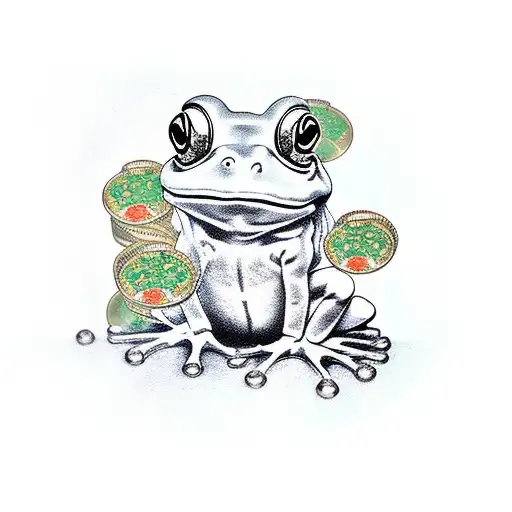 Frog With Coins And Clouds