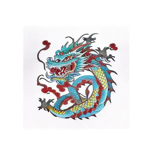 Japanies Dragon With Cherry Blosomes