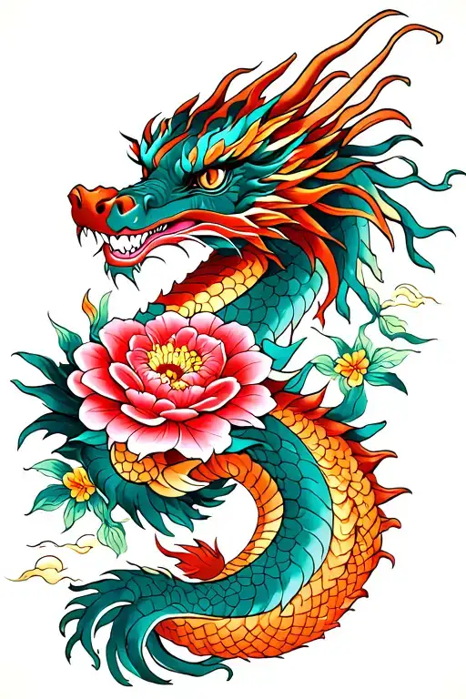 Dragon With Flowers