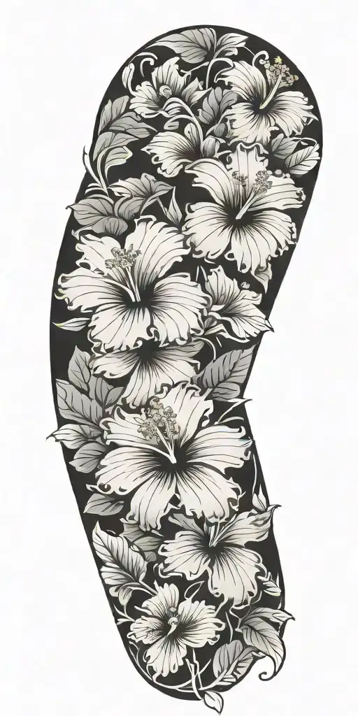 Hibiscus Sleeve Black Grey Style