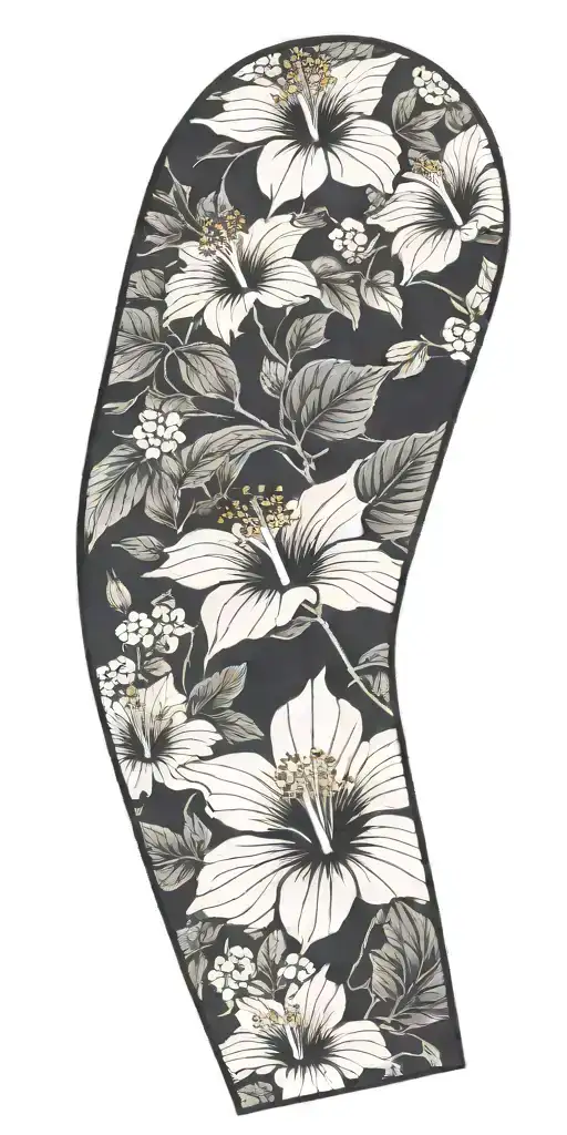 Hibiscus Ocean Sleeve Black Style