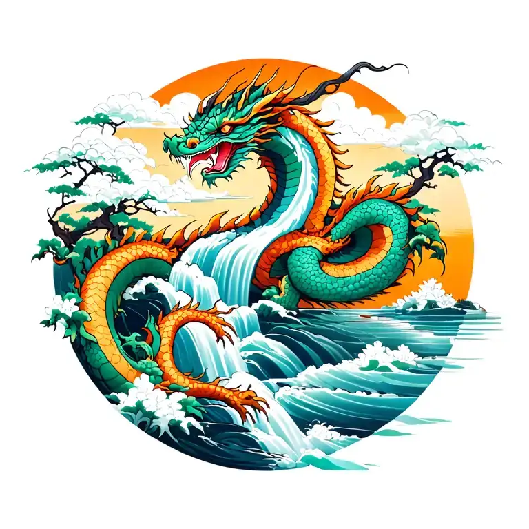 Waterfall Turning Into A Dragon