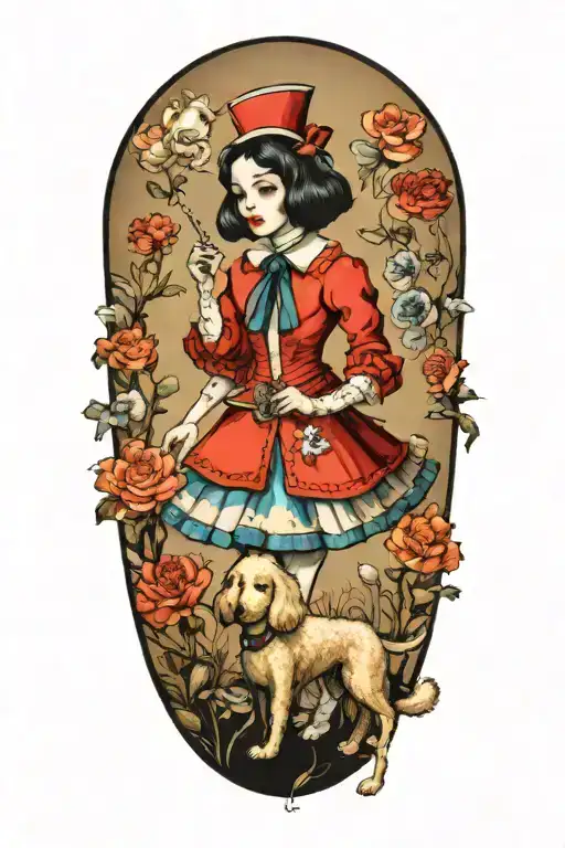 Alice In Wonderland Walking A Poodle