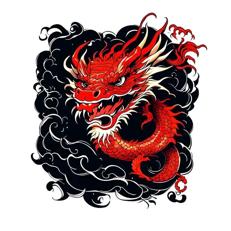 Red Dragon Tattoo With The Head Of The Dragon On The Thumb