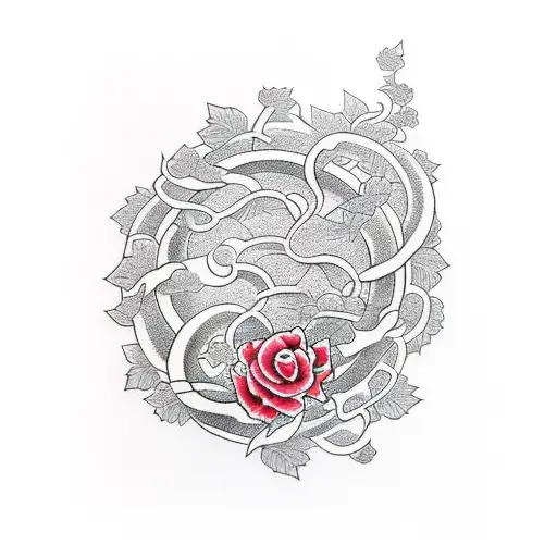 Baseball With Vines Of Ivy And Rose