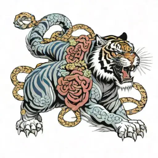 Tiger Warrior Figthing With Serpent Gaisha