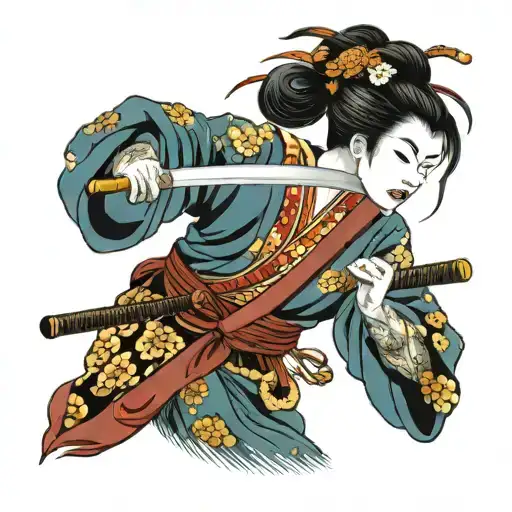 Geisha Holding A Katana