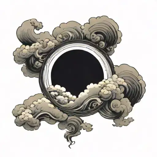 Moon And Clouds Surrounding