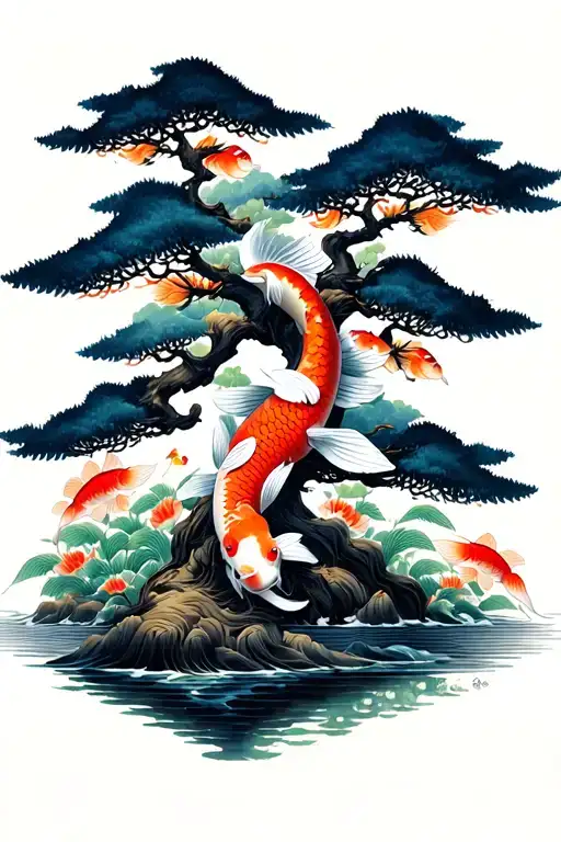 Jesus And Koi Fish Bonsai Tree