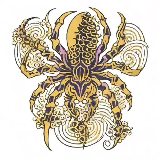 A Purple And Gold Spider