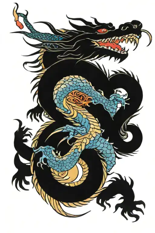 Fearful Dragon And Blue Lightness