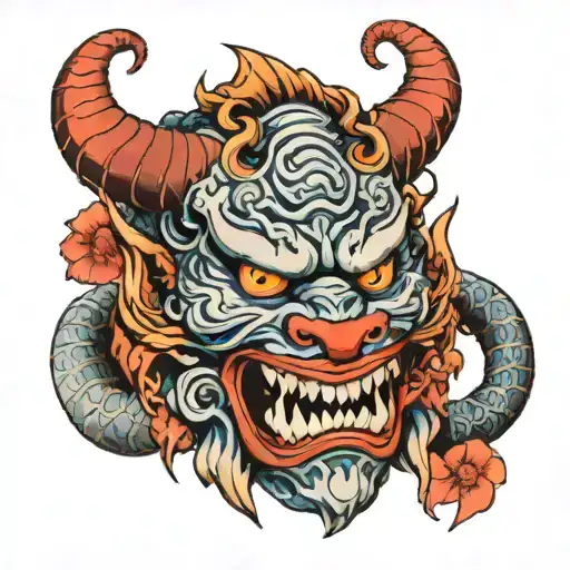 Oni Mask With Dragon Wrapped