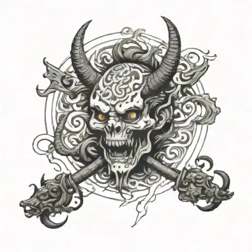 A Dark And Mysterious Design Featuring A Symbolic Representation Of Satanic Practices