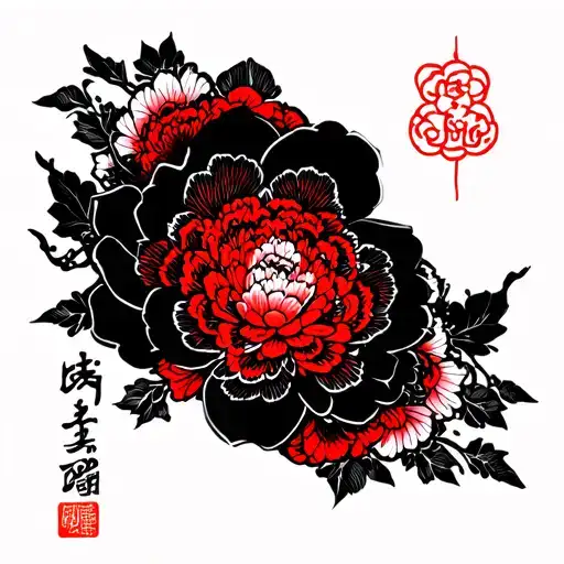 Black With Red Accents Style No Shading Outlines Only