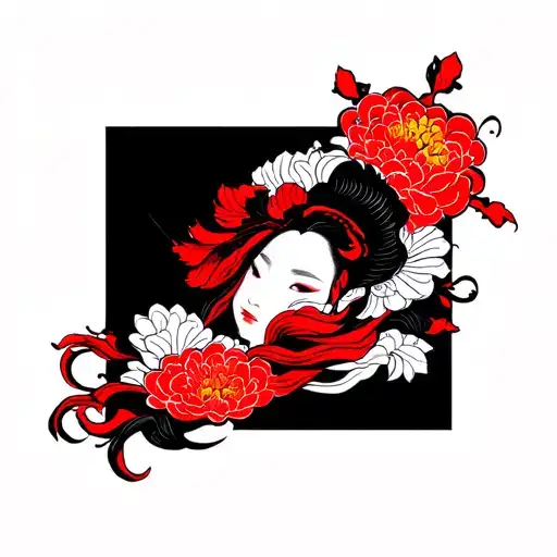 Black With Red Accents Style No Shading Outlines Only