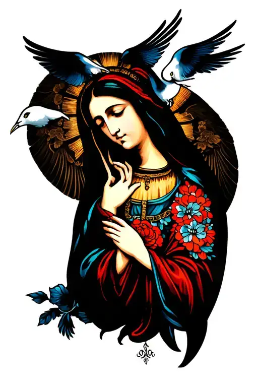 Virgin Mary 2 Doves