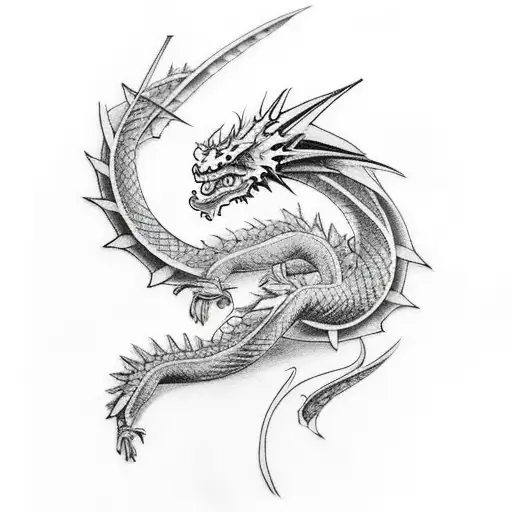 European Dragon And A Sword