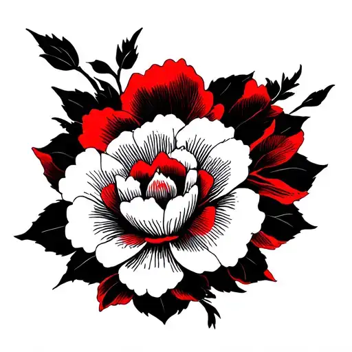 Black With Red Accents Flower